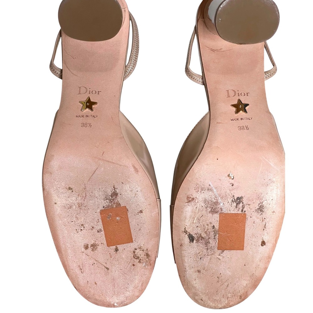 Christian Dior C'est Dior Nude Patent Slingback CD Logo Block Heel 38.5 Italy - Picture 10 of 12